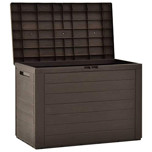 Tidyard Gartenbox Auflagenbox Truhe Kissenbox Aufbewahrungsbox Gartentruhe Gartenmöbel Kissentruhe Werkzeugkasten Braun 78x44x55 cm