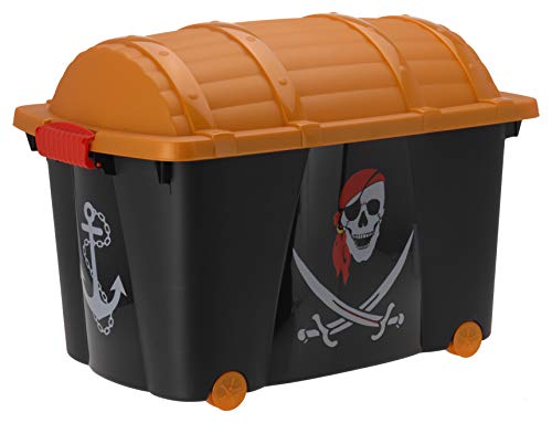 Piratenbox mit Rollen - Aufbewahrungsbox Pirat für Kinder - Spielzeugbox