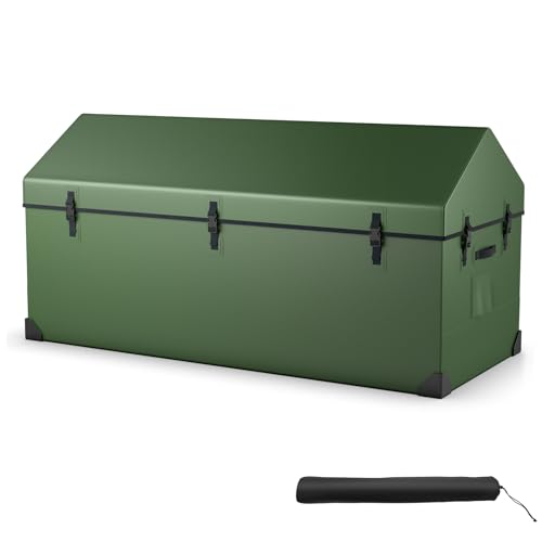 COSTWAY Gartenbox, 658 L Auflagenbox Wetterfest mit PVC-Oberfläche & Metallgestell, inkl. Tragetasche, Aufbewahrungsbox Outdoor für Pool Garten Hof, 150 x 69 x 77 cm