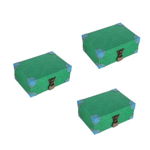 Warmhm 3er-box Retro- Aus Holz Schatzkiste Für Spielzeugtruhe Spielorganisatoren Und Aufbewahrung Abschließbare Truhe Schatzkiste Groß Truhe Aus Holz Green Pu-leder