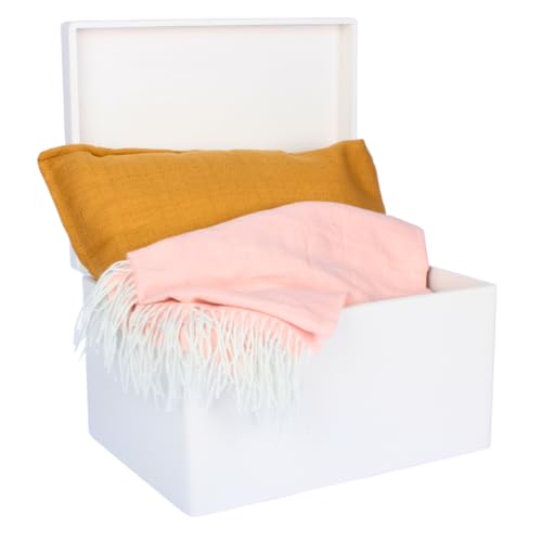 SEVICO Holzkiste XXL Große Aufbewahrungsbox Weiß | 40x30x23 cm | ohne Griffen | ideal für Dokumente, Spielzeug und Werkzeug Holztruhe Holzbox