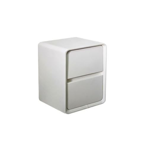 Moderner Nachttisch mit 2 Schubladen, Wolkenweiß, mit Leder-Finish, große Truhe für Schlafzimmer und Wohnzimmer, stilvoller Beistelltisch (Größe: 45 x 40 x 47 cm)