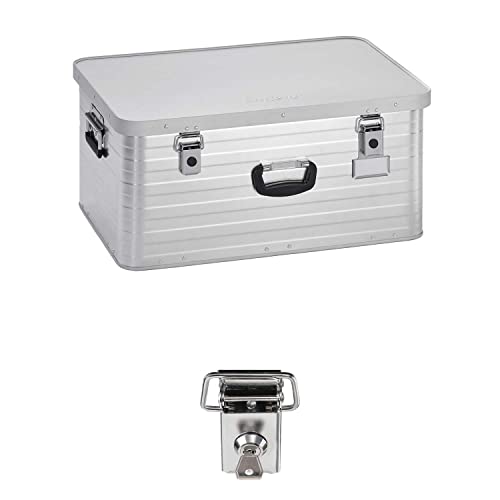 Enders Alubox 80 L mit Schloss Set - Aluminium Box 1 mm Wandstärke, spritzwasserdicht, stapelbar - Alukiste, Metallkiste, Metallbox mit Deckel - verwendbar als Transportbox, Werkzeugkiste, Lagerbox