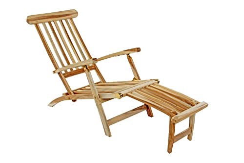 SAM Teak-Holz Deckchair Puccon, verstellbare Sonnenliege, klappbar, ideal für Balkon, Terrasse und Garten