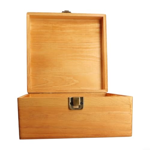 Besttoolifes Große Aufbewahrungsbox aus Holz mit Deckel, Truhe aus Holz, Scharnierdeckel, unlackierte Osterbox für Küche, Zuhause, Aufbewahrung, Holztruhe für Andenken, Basteltruhe (M: 19,5 x 19,5 x