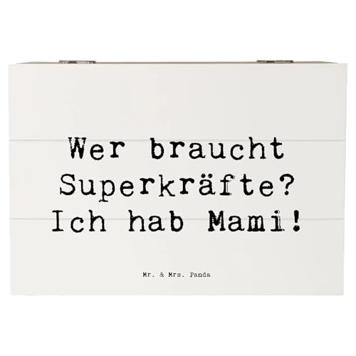 Mr. & Mrs. Panda 22 x 15 cm Holzkiste Spruch Mami Magie - Geschenk, Geschenke, Zuhause, Truhe, Kinder, Geburtstag, Superkräfte, Dekokiste, Familie,