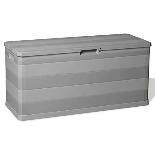 ShGaxin Gartenbox Grau 117×45×56 cm, Kissenbox Outdoor WassBerdicht, Auflagenbox, Aufbewahrungsbox, Terrassenschrank, Gartentruhe, Gartenkiste, Garten Aufbewahrung - 43709