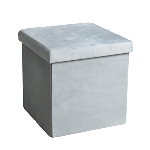 ESTEXO Faltbare Sitzmöbel Aufbewahrungsbox Hocker Sitzwürfel Fußhocker Truhe Sitzbank (Hocker) Hellgrau