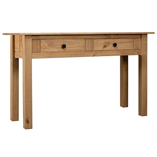 vidaXL Massivholz Panama-Kiefer Konsolentisch mit 2 Schubladen Konsole Beistelltisch Sideboard Flurtisch Schreibtisch Frisiertisch 110x40x72cm