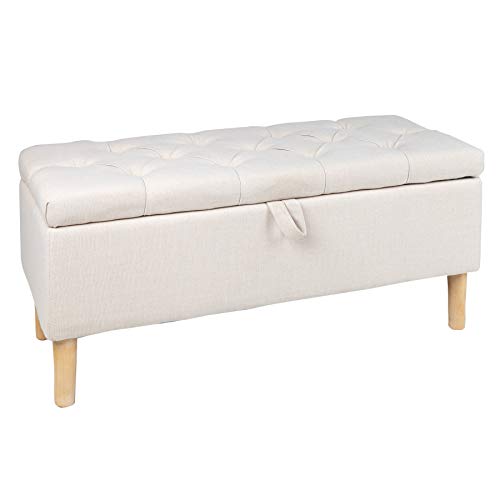 riess-ambiente.de Chesterfield Truhenbank Castle 100cm beige Sitzbank Landhausstil mit Stauraum Bank Truhe Flurbank Bettbank