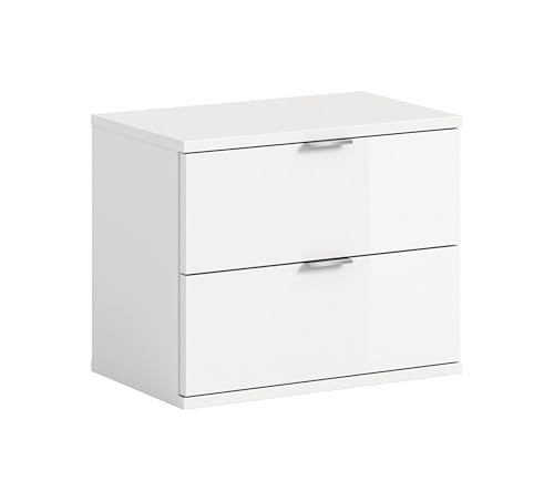 xonox.home Systemmöbel Projekt X Sitzbank Bank Garderobenbank Flurbank Truhe in Front weiß Hochglanz Korpus weiß, ca. 52x42x37 cm