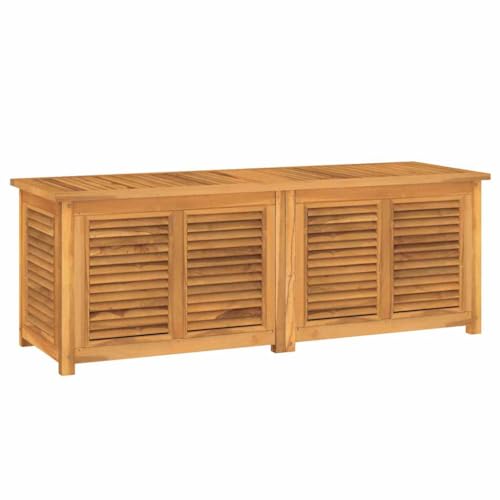SDWEHO7 Auflagenbox aus Holz, Gartenbox mit Beutel, Garten Truhe Box Aufbewahrungsbox Gartentruhe für Terrasse & Balkon, 150x50x53 cm Massivholz Teak