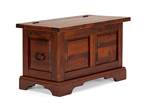 Woodkings® Holztruhe mit Deckel Catana Pinie Massivholz braun Echtholz rustikal Wohnzimmer Möbel Flurtruhe Kolonial