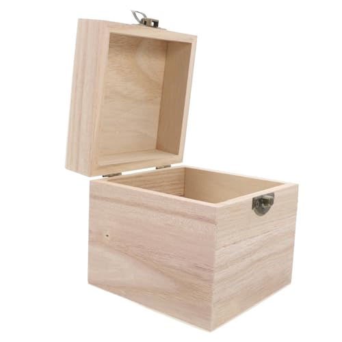 Lurrose Kasten Holzkiste mit Schloss unvollendetes Holzhandwerk unfertige Holzkisten Schatzkiste groß Mini-Schatztruhe Dekorative mit Deckel kleine Holzkisten Paulownia