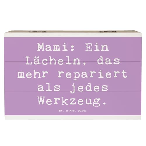 Mr. & Mrs. Panda 19 x 12 cm Holzkiste Spruch Mami Lächeln - Geschenk, repariert, Weihnachten, Liebe, Mom, Aufbewahrungsbox, Truhe, XXL, Kinder,