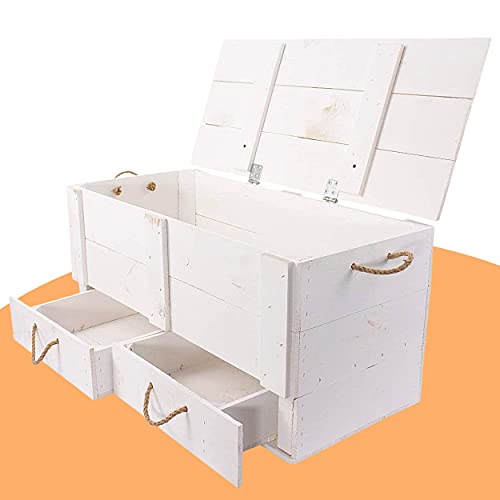 Vintage Möbel 24 GmbH Traumhaft rustikale Holztruhe (85 x 39 x 40 cm, weiß) Truhe Obstkisten Style Weinkisten Schublade