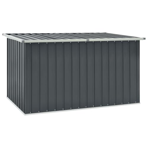 prissent Gartenbox 171x99x93 cm Sitztruhe mit Stauraum Gartenmöbel Metall aus Stahl Deckboxen Metall Garten shedAuflagenbox Metall Storage Boxes Grau