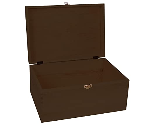 Holzbox Holzkiste dunkel braun mit Deckel Holztruhe Aufbewahrungsbox Vintage Aufbewahrung Truhe Kiste - mit Scharnier Verschluss, Größe: 32 x 23 x 16 cm