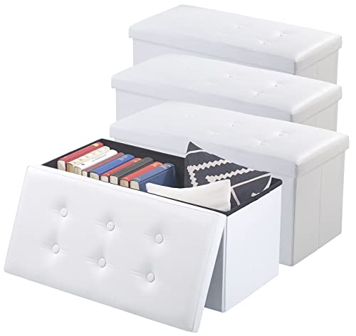 infactory Faltbox und Hocker: 4er-Set Faltbare 2in1-Sitzbänke und -truhen, 80 l, bis 300 kg, weiß (Sitz-Hocker mit Stauräumen)