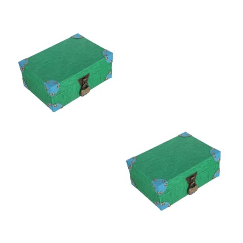 Alipis 2er-box Retro- Aus Holz Spielzeugtruhe Abschließbare Truhe Vintage-koffer Schatzkiste Für Truhe Mit Schloss Truhe Aus Holz Schatzkiste Groß Legierung Green