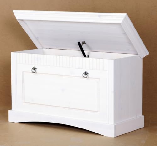 clever-moebel Truhe im Landhausstil lackiert oder gelaugt, Schuhbank, Sitzbank, Bank (weiß)