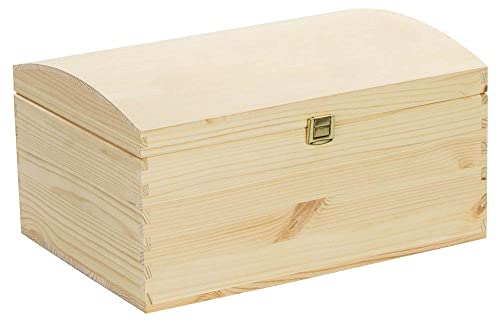 LAUBLUST Große Holztruhe gewölbter Deckel   35x25x19cm, Natur | Allzweck Kiste aus Holz   Aufbewahrungskiste | Geschenk Verpackung | Deko Kasten zum Basteln | Spielzeug Truhe | Erinnerungsbox