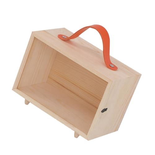 NUOBESTY 1stk Tragbare Holzkiste Geschenkboxen Schmuck-organizer-fach Geschenkverpackung Handkorb Mini-schatztruhe Cajitas De Regalo Para Joyeria Schmuckvitrine Klare Vitrine Khaki Hölzern