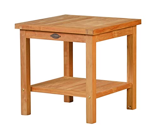 Kai Wiechmann Teak Beistelltisch 50 x 50 cm hochwertig wetterfest 2 Ebenen