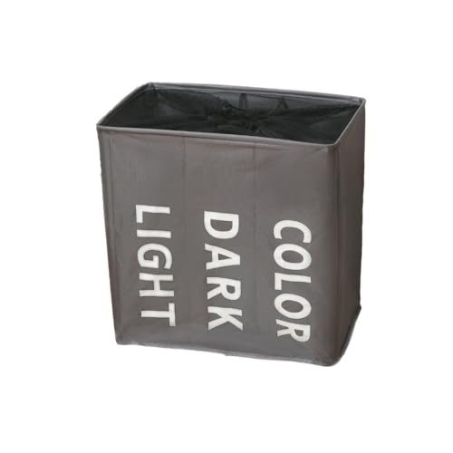 Wäschekorb mit Rollen – Wäschesortierer mit 3 Fächern mit Deckel und Rollen – Waschküche Organizer – Schmutziger Wäschekorb – Grau