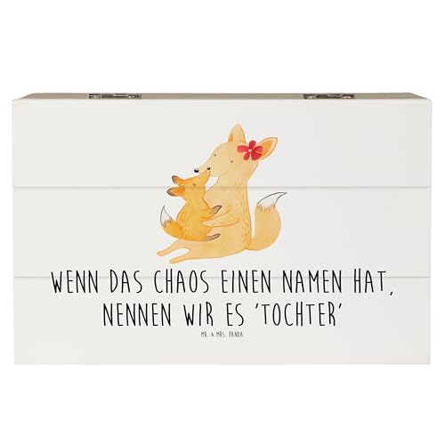 Mr. & Mrs. Panda 19 x 12 cm Holzkiste Chaos Tochter - Geschenk, Liebe, Truhe, Kinder, Familie, Geburtstage, einzigartige Designs, XXL,
