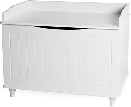 WONDERMAKE® Dekorative Truhe Spielzeugtruhe mit Deckel aus Holz Wäschetruhe Spielzeugkiste Holztruhe Holzkiste Aufbewahrungstruhe, weiß