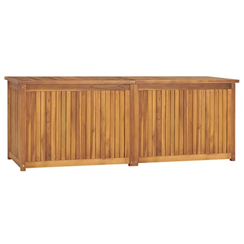 Hommdiy Massivholz, Gartenbox, Kissenbox, Sitzbank, Kissenbox, Gartenbank, Aufbewahrungsbox, Teak,Braun,150x50x55