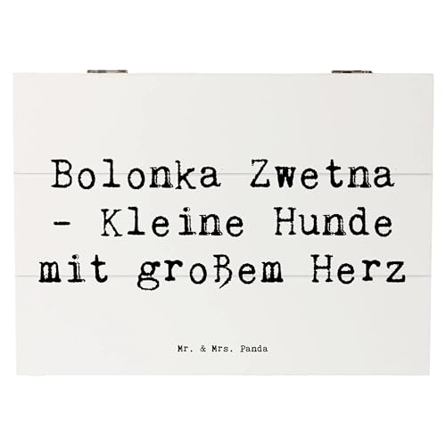 Mr. & Mrs. Panda 25 x 18 cm Holzkiste Spruch Bolonka Zwetna Herz - Geschenk, großes Herz, liebenswürdige Hunde, Hund, Hunderasse, Truhe, Geschenkbox,
