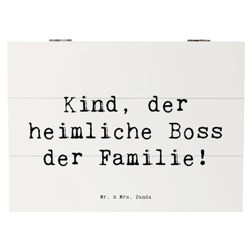 Mr. & Mrs. Panda 25 x 18 cm Holzkiste Spruch Kind Heimliche Führungskraft - Geschenk, heimlicher Boss, Truhe, Erinnerungskiste, Geschenke für Kinder,