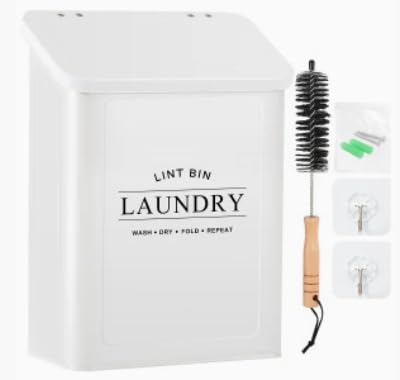 Qivine Wäschekorb Schmal mit Deckel, 45L Wäschetonne Wäschesammler mit Deckel, Magentischer Wäschebox Wäschetruhe Flaschensammler Leergut Sammelbehälter für Trocknerbälle (Weiß B)