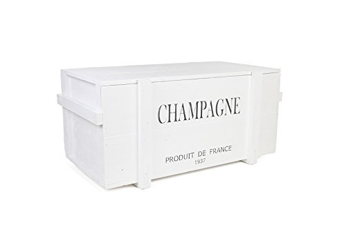 Uncle Joe´s Truhe Champagne Couchtisch Truhentisch im Vintage Shabby chic Style aus Massiv-Holz in Weiss mit Stauraum und Deckel Holzkiste Beistelltisch Landhaus Wohnzimmertisch Holztisch weiß