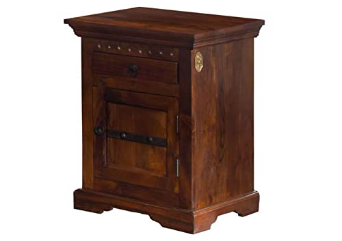 MASSIVMOEBEL24.DE Oxford Nachttisch #270 Akazie, Farbe:Dunkelbraun lackiert, Größe:45x40x60 cm (BxTxH)