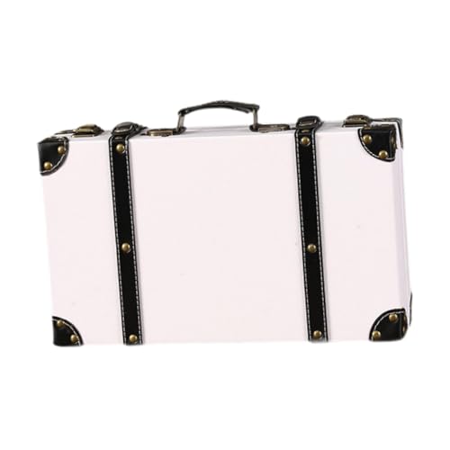 BaotyJie Antiker Koffer aus, dekorative Truhe aus PU Geburtstag oder für Zuhause, Weiß