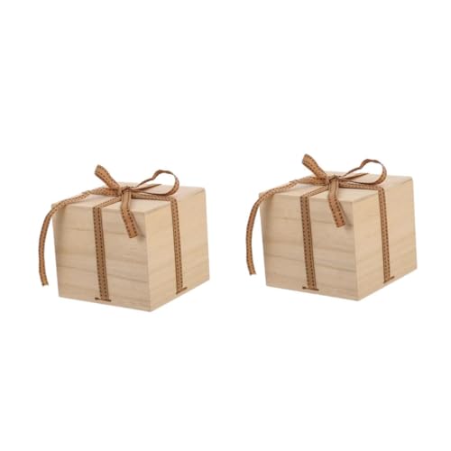 Garneck 2er-Box Leere Kleine Holzkiste Mini-schatzkisten Holzquadrate Holzkisten Zum Basteln Unbemalte Schatztruhe Unvollendete Schatzkiste Aus Holz Nistkästen Beige Paulownia