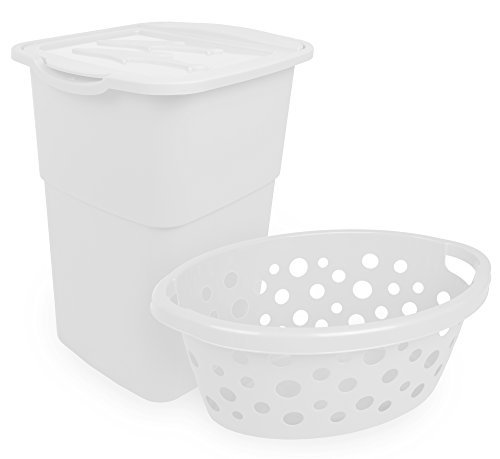 Wäschekorb Wäschetruhe Wäschesammler Set Flip 50 Liter + Tragekorb 25 Liter