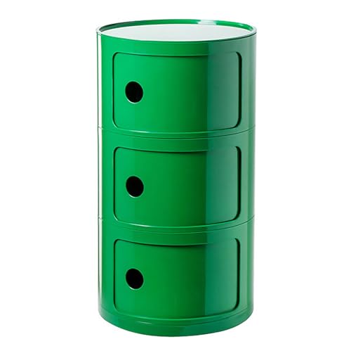 Moderner runder Nachttisch mit Schubladen und Schiebetür S Kunststoff Nachttisch Truhe für Wohnzimmer, Schlafzimmer oder Badezimmer