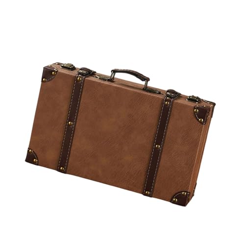 Tkidplw Vintage Ledertruhe mit stabilem Holzrahmen, moderner klassischer Aufbewahrungskoffer für Häuser und Dekoration, antike Häuser