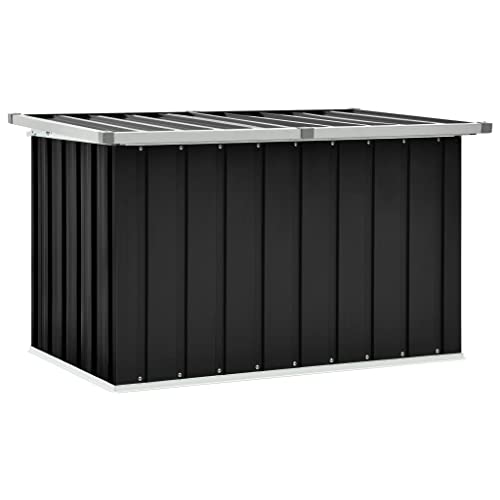 prissent Gartenbox Anthrazit 109x67x65 cm Gartenbox Metall Auflagenbox Metall Storage Boxes Sitztruhe mit Stauraum Gartenmöbel Metall aus Stahl Deckboxen Metall Gartenbox Groß