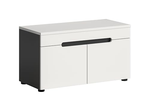 xonox.home - Sitzbank Canu 80x45x37cm in Korpus Basalt grau Nb., Front weiß Nb. - Bank Garderobenbank Flurbank Truhe - modern & platzsparend