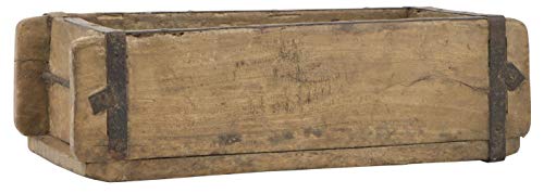 Alte Ziegelform 32x15x9,5 cm   Ein Kammer   Vintage Holzkiste Metallbeschlägen   Echte, benutzte Form Indien Altholz gefertigt   Jedes Stück ein Unikat