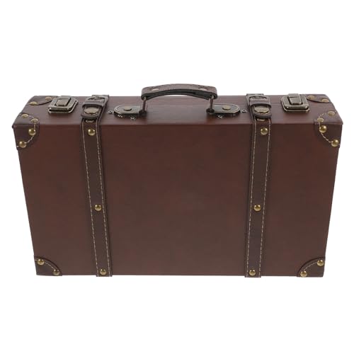 BIUDECO Vintage Koffer aus Leder Klein mit Deckel Dekorative Aufbewahrungsbox für Modegeschäfte Retro Truhe als Fotorequisite und Erinnerungskiste Britisches Design Handlich und Robust