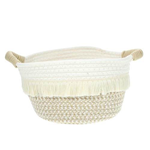 OKUMEYR Eingangsschale Geflochtener Korb aus Baumwollseil Boho-Wäschekorb Schminkkorb Regalkörbe zum Organisieren ablagekörbe kühlkorb einkaufskorb funky Seilkorb schlafzimmer veranstalter
