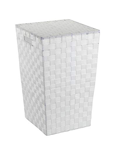 WENKO Wäschetruhe Adria Square Weiß - Wäschekorb mit Deckel Fassungsvermögen: 48 l, Polypropylen, 33 x 53 x 33 cm, Weiß