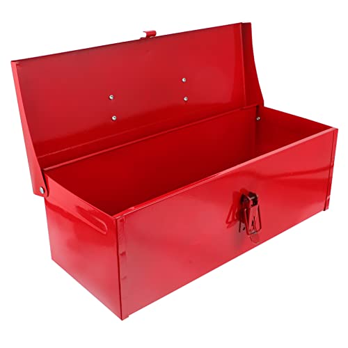 Generic Werkzeugkiste aus Eisenblech Rot Metall Werkzeugkiste Metall Haushaltswerkzeug Aufbewahrungskoffer mit Metallverschluss Aufbewahrungsbehälter, 39X16CM, 3M2714Q57LQI0