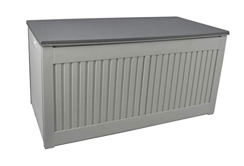 Gardtech Auflagenbox/Kissenbox in Grau/Schwarz mit 270 Liter Nutzvolumen- robust 100% Wasserdicht abwaschbar und einfach im Aufbau Aufbewahrungsbox für Terrassenmöbelkissen im Freien
